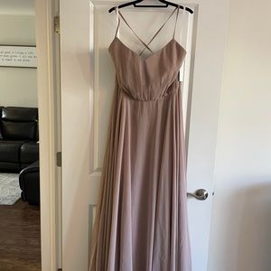 Revelry Kaia Chiffon Latte Bridesmaid Dress. Size 16- UNALTERED.